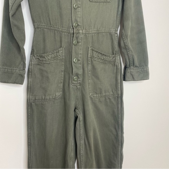 Free People Gia Long Sleeve Coverall Jumpsuit Military Army Green Size XS - Picture 7 of 14